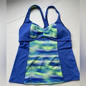 Nike Women’s Green Blue Tankini Swim Racerback Top Size L
